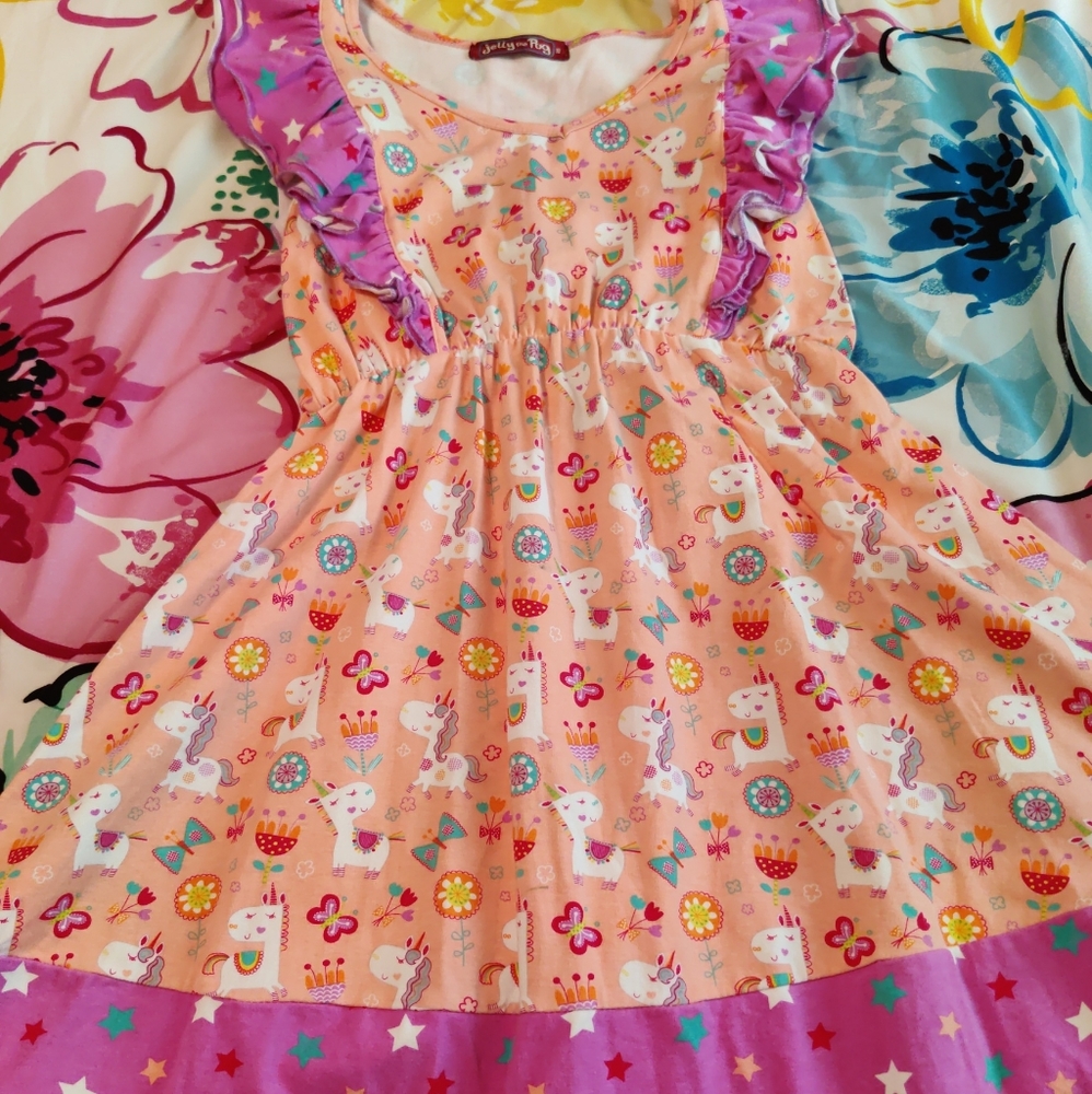 Girls 10 Jelly The Pug Unicorn Dress